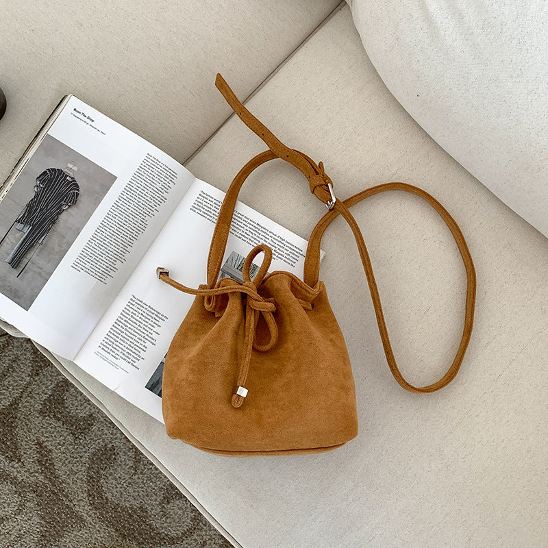 Women's Drawstring Bag Drawstring Mini Bucket Bag Special-interest Design Shoulder Bag